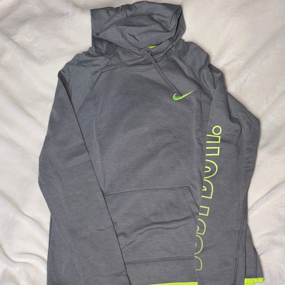 Nike Gray Hoodie with Neon Green Details